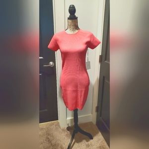 NWT COZI Ribbed Bodycon Mini Dress Hot Pink Size Large